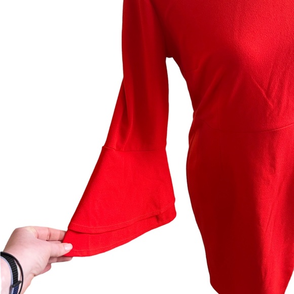 New York and Company Red Orange sheath dress with 3/4 bell sleeves size S - Picture 4 of 7